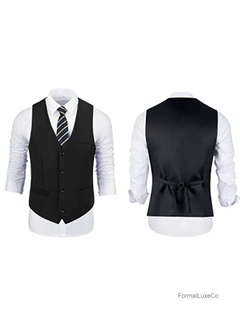 Men's 3 Piece Slim Fit Suit Set with Vest Pants and Tie, Formal Wedding Prom